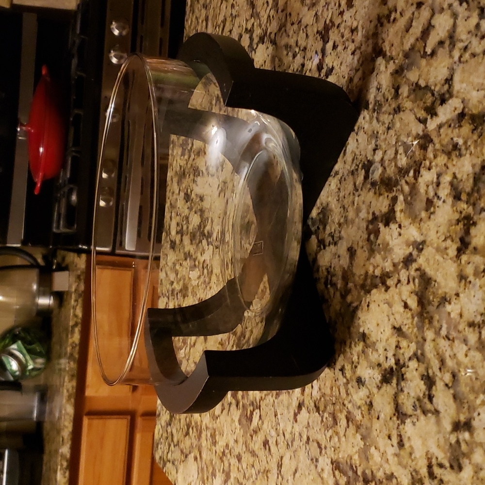 Vintage Glass Bowl on Black Wooden Stand